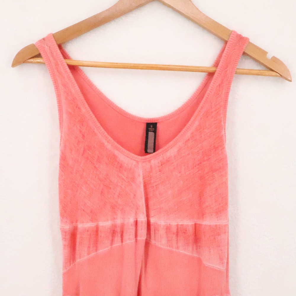 Inizio Lagenlook Linen Bubble Midi Dress Womens Size S Coral Pink Boho Italy - Picture 8 of 12